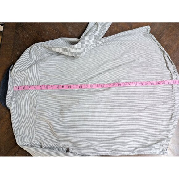 Vintage Casey & Max Christmas button front blouse striped velvet collar L - Picture 6 of 8